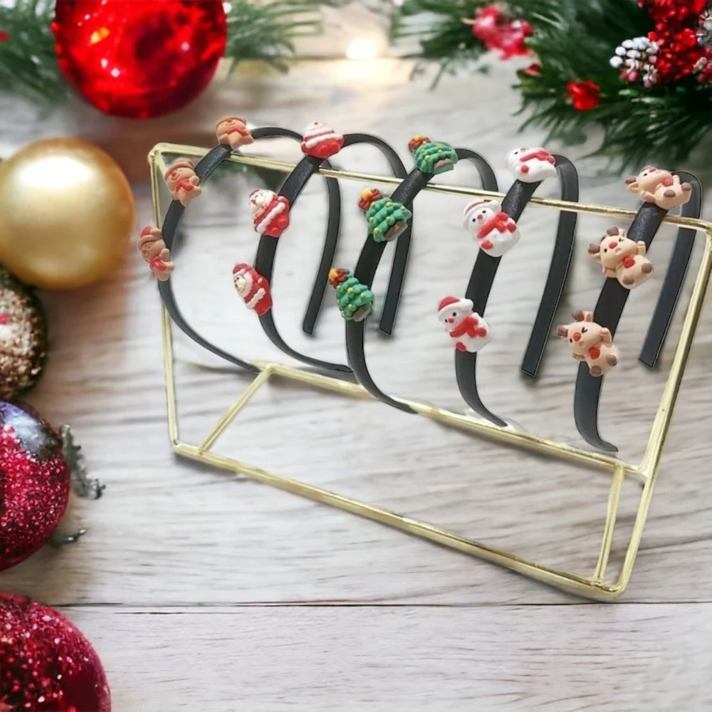 Children’s Christmas Headbands Set of Five, Santa Headband, Reindeer, Snowman